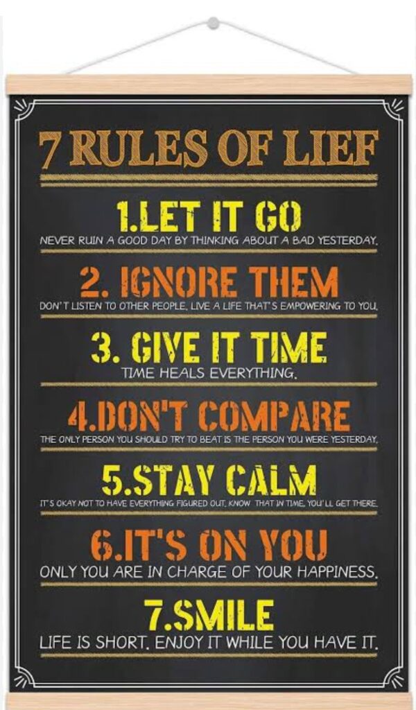 7 rules of life–motivational poster christmas gifts for a girl who is heart broken