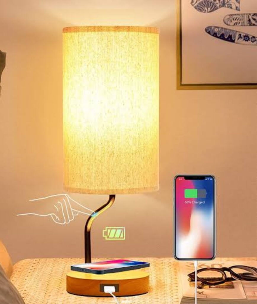bedside lamp with wireless charger christmas gift idea for 40-year-old woman