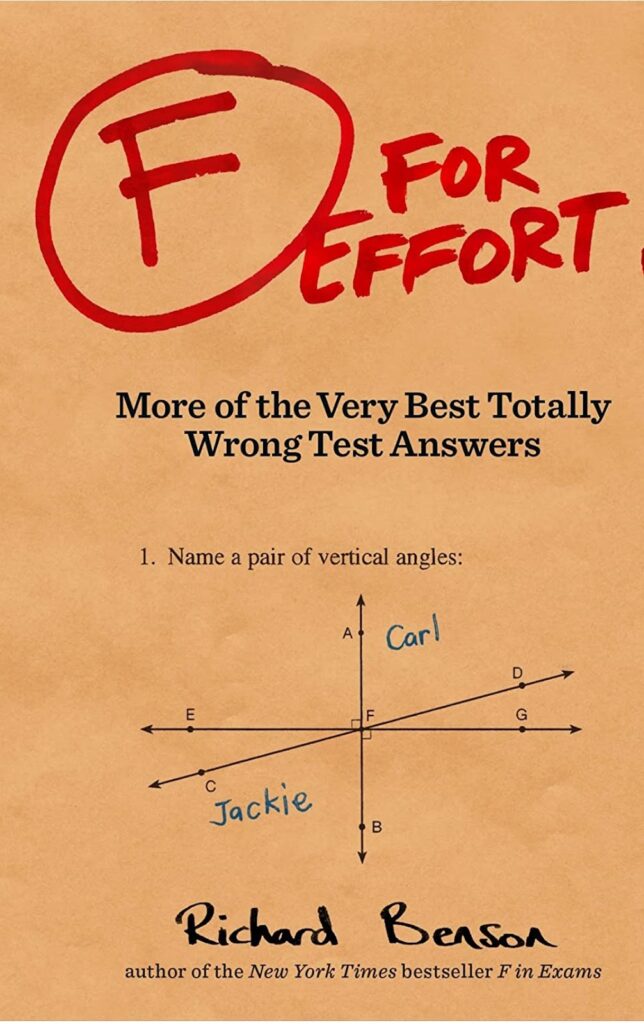 f for effort the very best wrong test answers book christmas gift for a 13-year-old girl who is quite funny