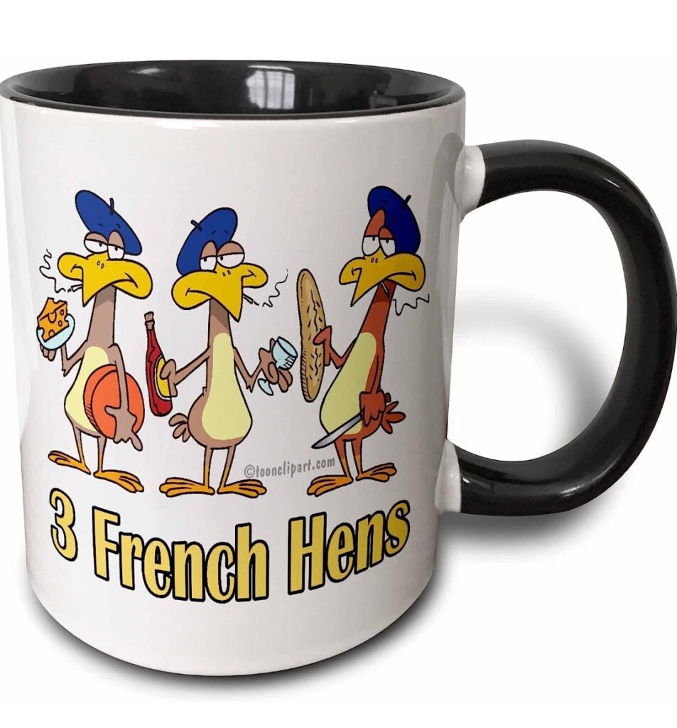 3drose three french hens two-tone mug 12 days of christmas gifts for her