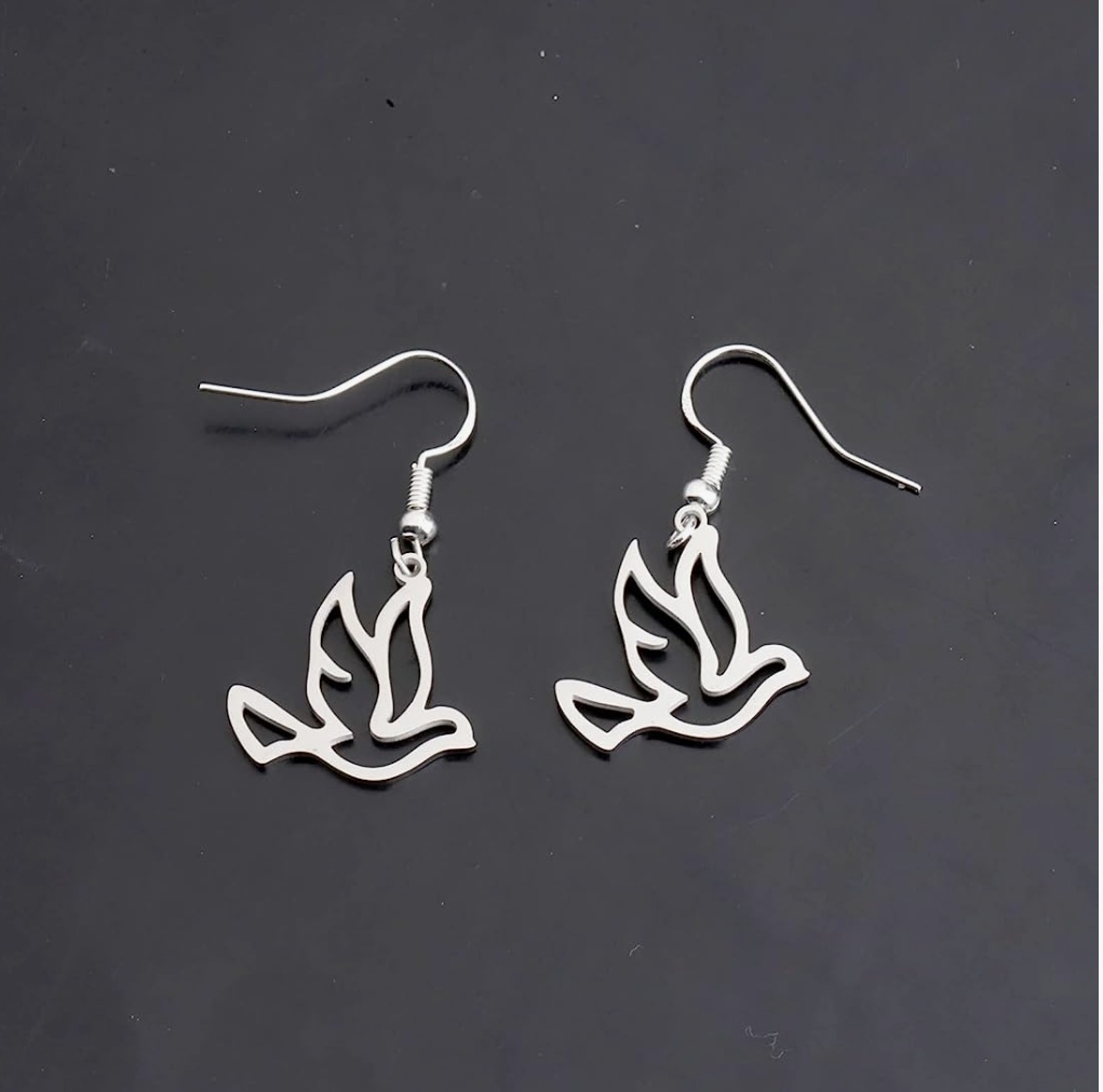 MYOSPARK stainless steel soaring dove bird earrings 12 days of christmas gifts for her