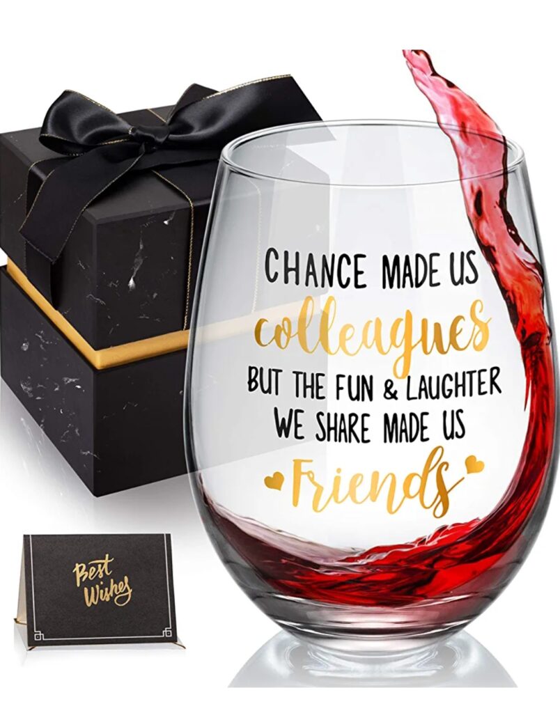 chance made us colleagues funny stemless wine glass 18 oz christmas gifts for female coworkers under $20