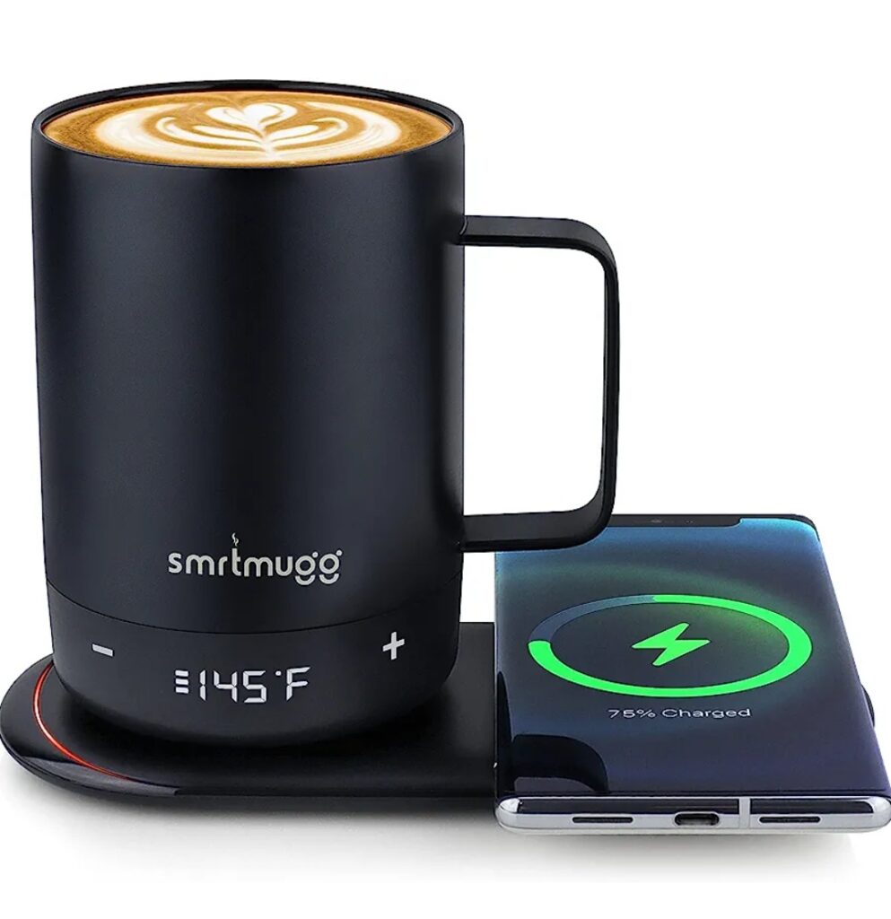 smrtmugg create heated coffee mug with dual wireless charging pad phone charger last minute christmas gifts for her