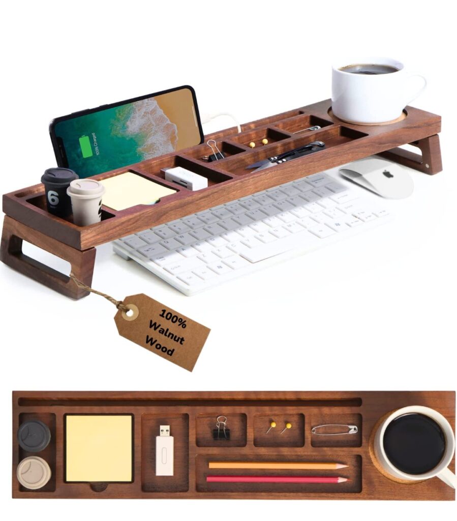 the ample co walnut wood desk organizer best christmas gift for a lady under $100