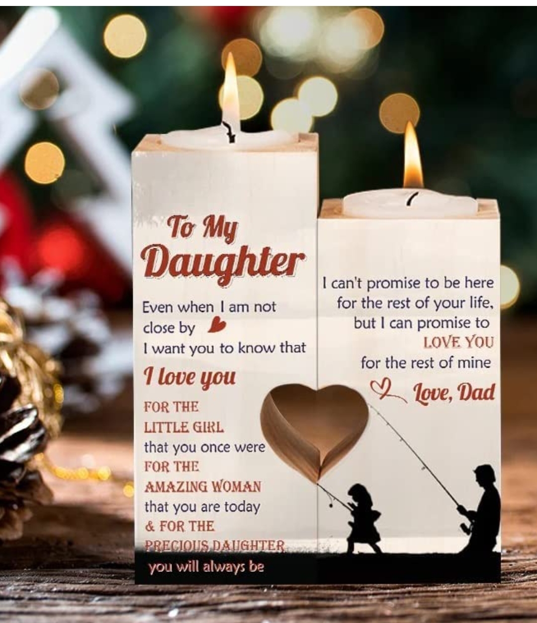 wooden heart candle holder christmas gifts for daughter from dad