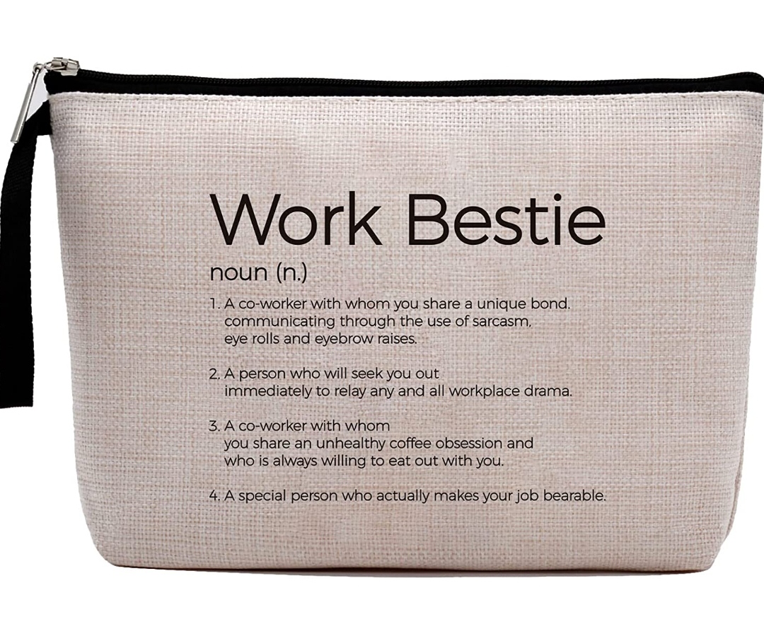 work bestie cosmetic bag by hanamiya na christmas gifts for female coworkers under $20