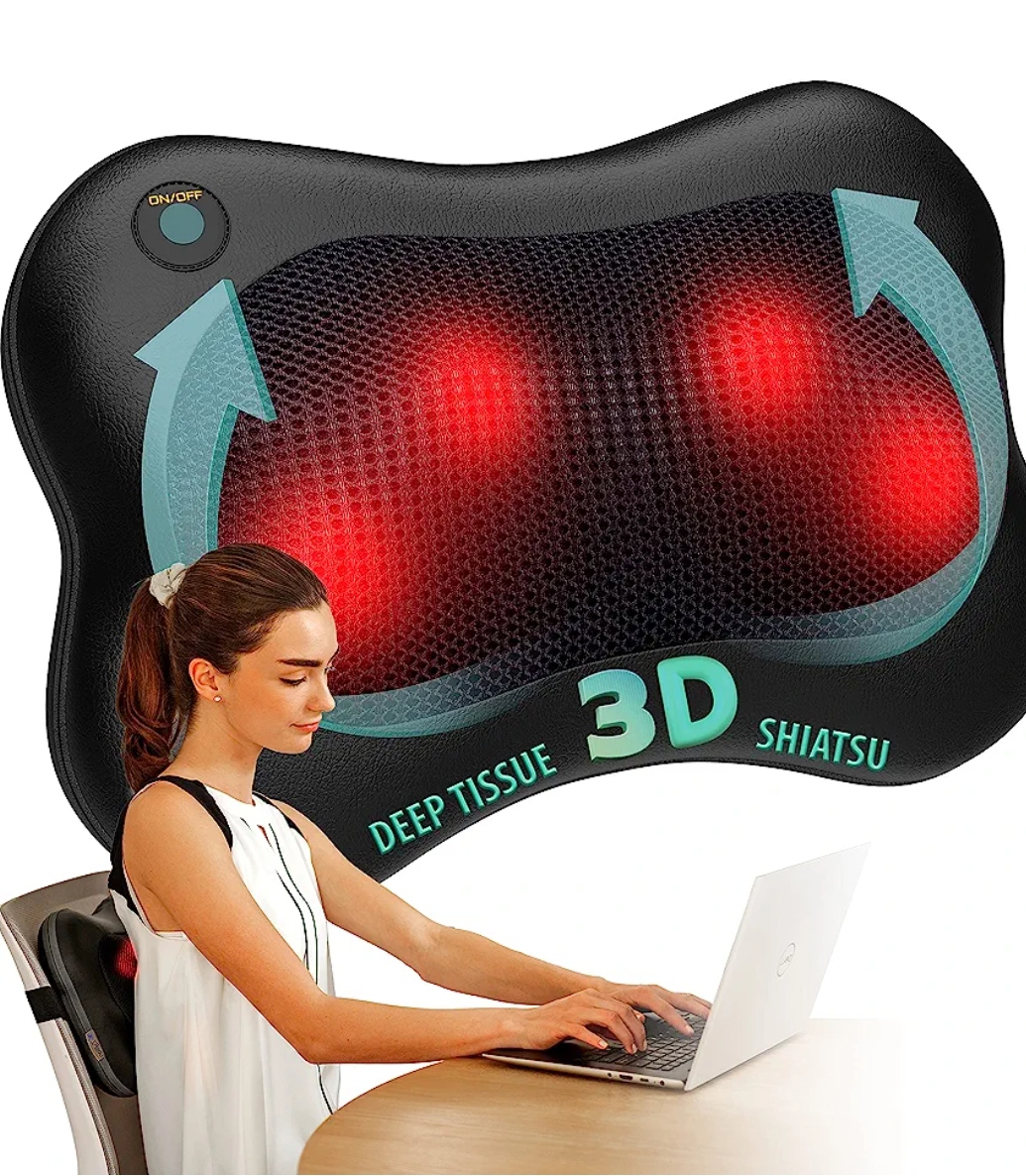 zyllion shiatsu back and neck massager-3d deep tissue kneading massage pillow with heat best christmas gift for a lady under $100