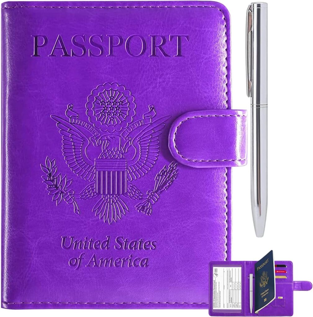 blue purple leather passport cover holder case for women handmade personalized passport covers best christmas gift for a lady under $100