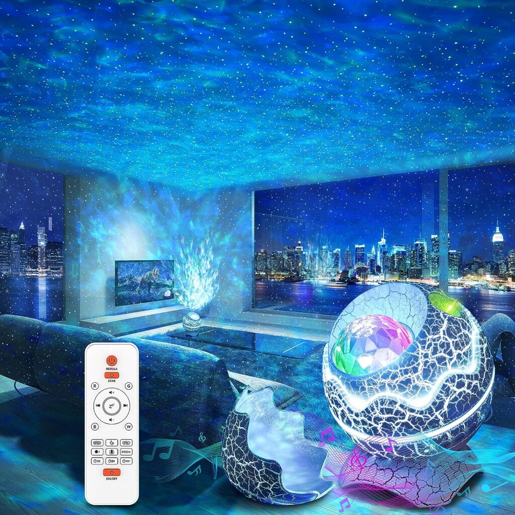 rossetta star projector, galaxy projector for bedroom, bluetooth speaker, and white noise aurora projector best christmas gift for a lady under $100
