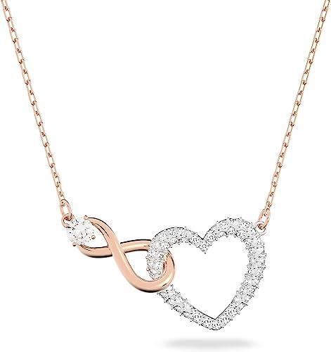 swarovski infinity heart jewelry collection necklaces and bracelets rose gold & rhodium tone finish clear crystals top 10 christmas gift for fiance female-complete buyer's guide(2023)
