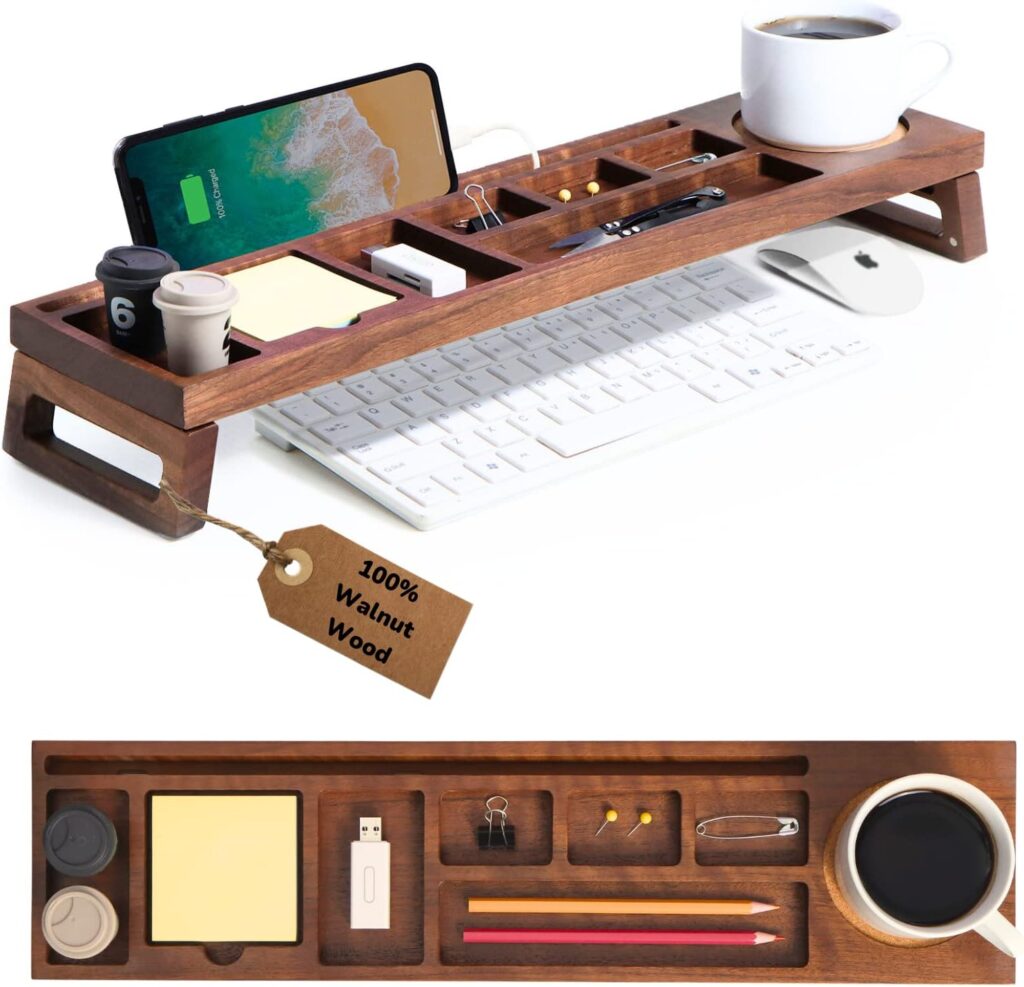 the ample co. walnut wood desk organizer best christmas gift for a lady under $100