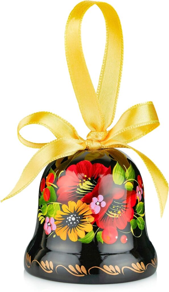 ukrainian souvenir hand painted lacquered wooden decorative bell with ethnic petrykivka floral painting top 14 christmas gift for old lady in nursing homes- complete buyer's guide(2023)