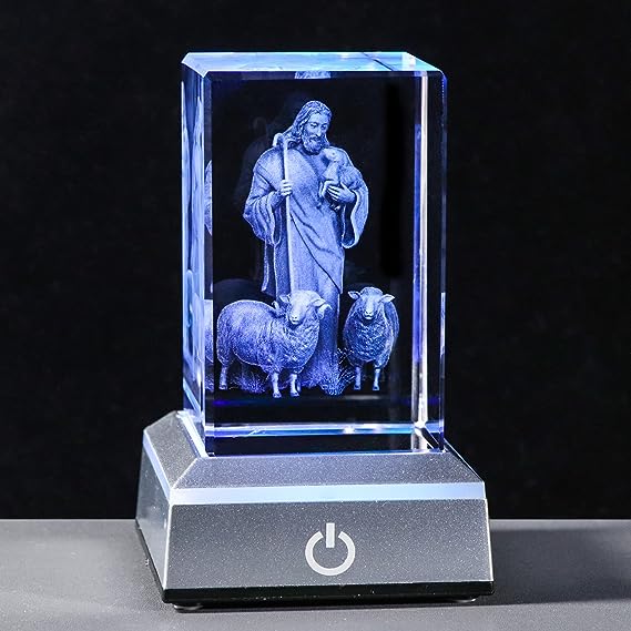 whl 3d crystal good shepherd jesus with lambs statue figurine top 10 christian christmas gifts for family- complete buyer's guide(2023)