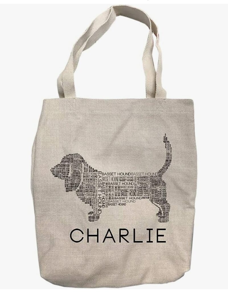 pattern pop personalized basset hound dog breed word silhouette tote bag top 20 christmas gifts for girlfriend with a dog