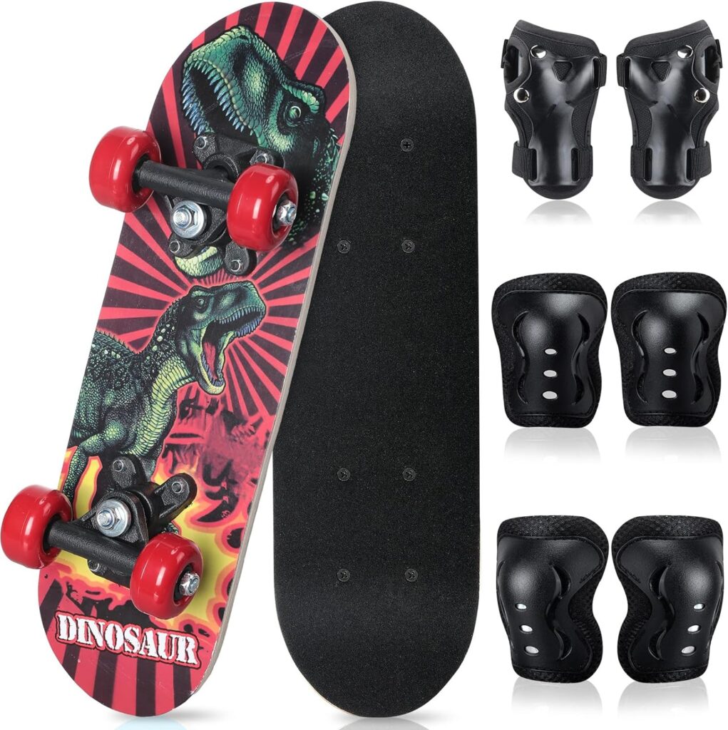skateboard with safety gears christmas gifts for 12-year-old girl who is sporty