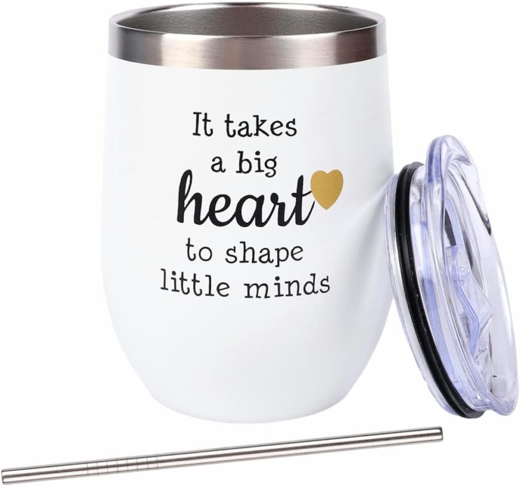 stainless steel teacher tumbler with straw and lid -12 oz best 12 diy teacher christmas gifts ultimate guide 2023