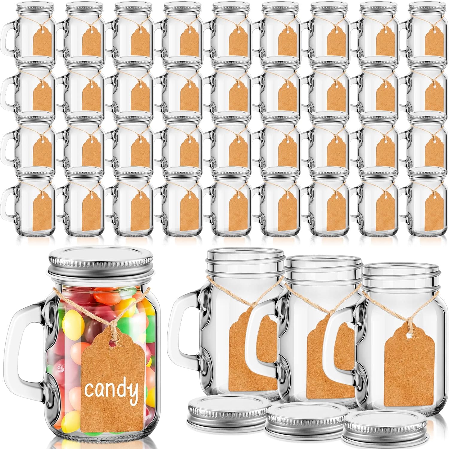48 pcs 4 oz mason jar cups with handles silver metal lids top 15 mason jar teacher christmas gifts ultimate guide 2023