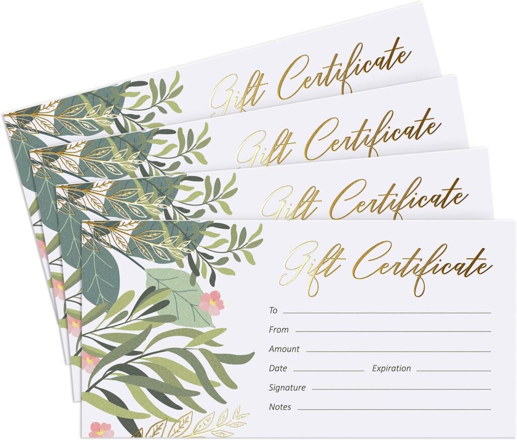 blank gift certificates for business with gold foil salon xmas gifts for clients best 12 salon christmas gifts for clients ultimate guide 2023