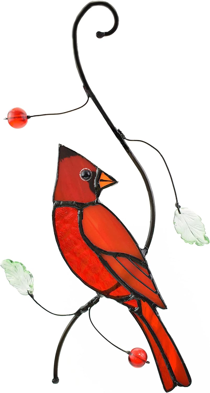 cardinal stained glass window hangings cute birds best 15 cardinal christmas gifts ultimate guide 2023
