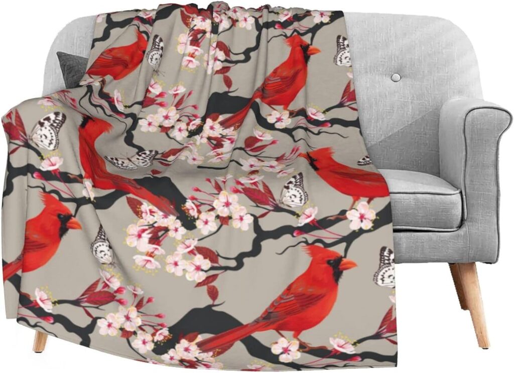 fehuew cardinals birds cherry flowers soft throw blanket best 15 cardinal christmas gifts ultimate guide 2023
